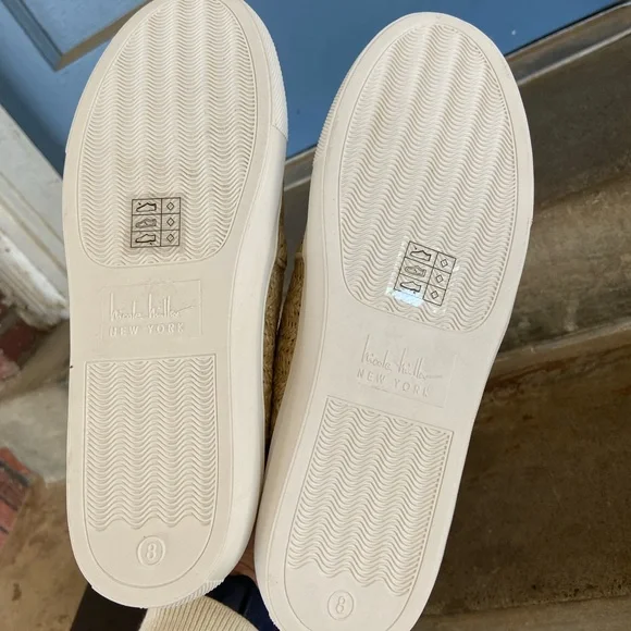Nicole Miller Tonnille Beige Raffia Slip-On Sneakers - Picture 6 of 6